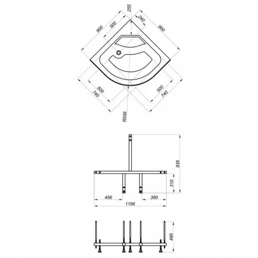 Купить Душ. ограждение Ультра 90*90 Б" п/круг, глуб. подд. (ПД5 (П+Э+КУ)+КС58+КН3+сифон D50мм) в городе Владивосток