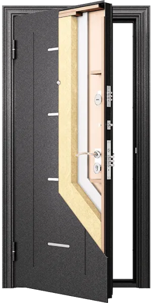 Купить Стальную дверь Delta 100 Черный шёлк КТ Белый Панель MDF с ПВХ покрытием Дверь DELTA-100 (950, 2050, R, черный шелк, -, КТ Белый, D23, хром, НАКЛ, -, -) (магн. упл., с нерж.порогом,  черный шелк) во Владивостоке